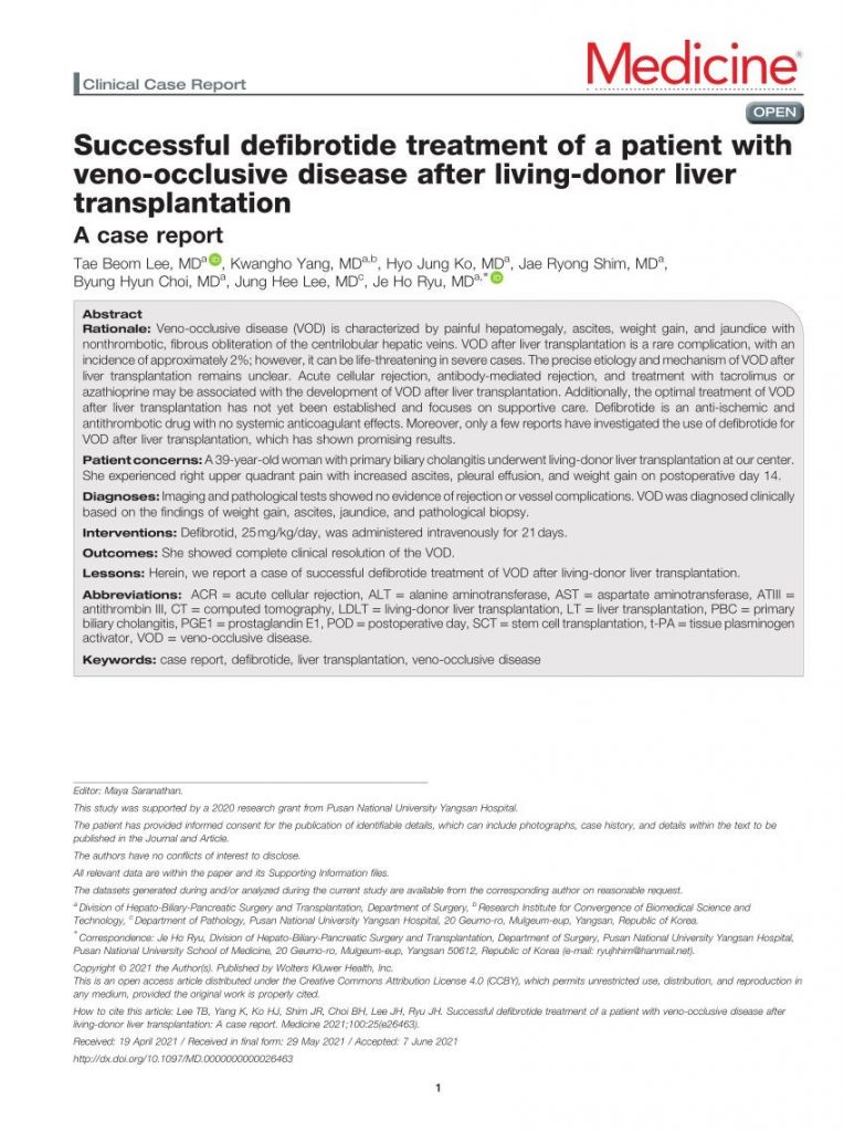 Defibrotide Liver Disease Uses Side Effects Dosage