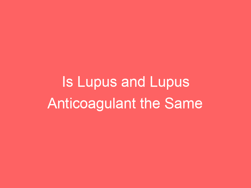 Is Lupus and Lupus Anticoagulant the Same