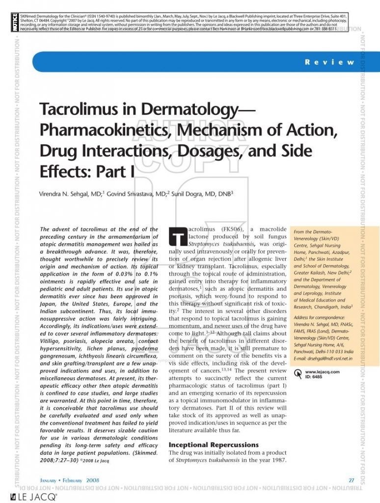 TACROLIMUS – TOPICAL Protopic side effects medical uses and drug interactions